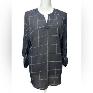 Fortune and Ivy Black and White Checkered Tunic Blouse Size XL